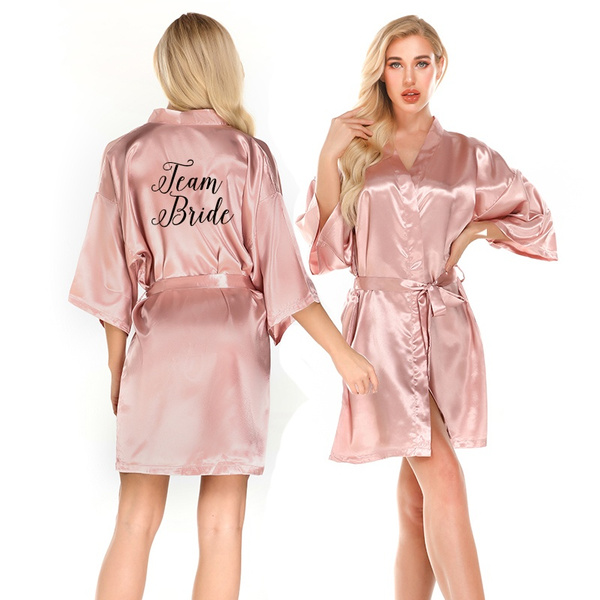 new bride robe rose gold pink kimono ...